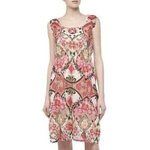 Johnny Was Dress Womens XS 100% Cotton Sleeveless Boho Floral Knee Length